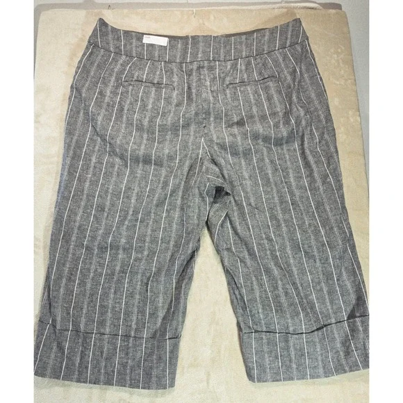 Bryant Gray Womens Pinstripe Linen Blend Crop Pants Plus Size 26 NWT - Picture 9 of 11